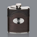 Regent Hip Flask - 6oz Leather/Stainless Plate